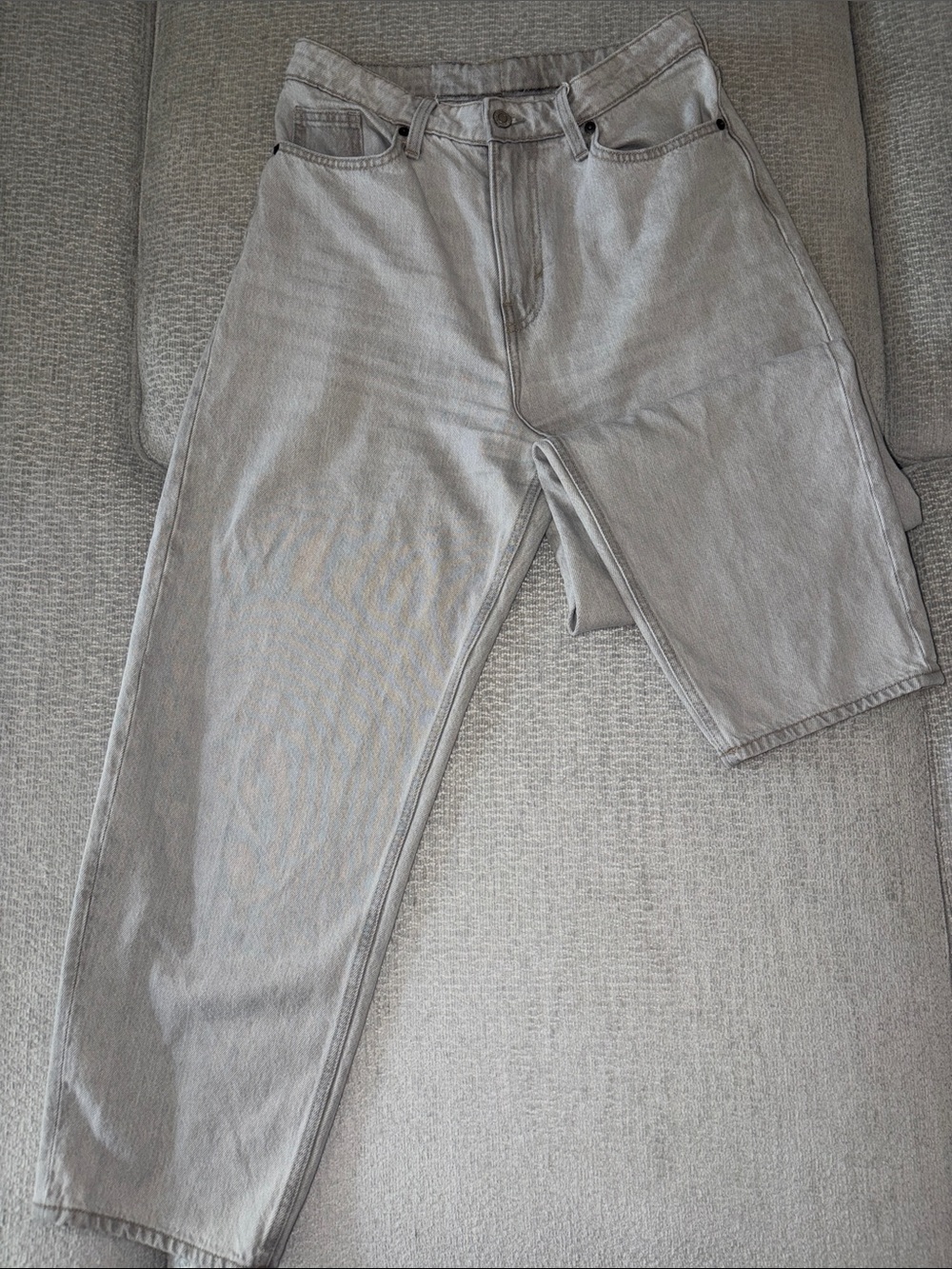 H&M Light Gray High-Rise Straight Jeans
